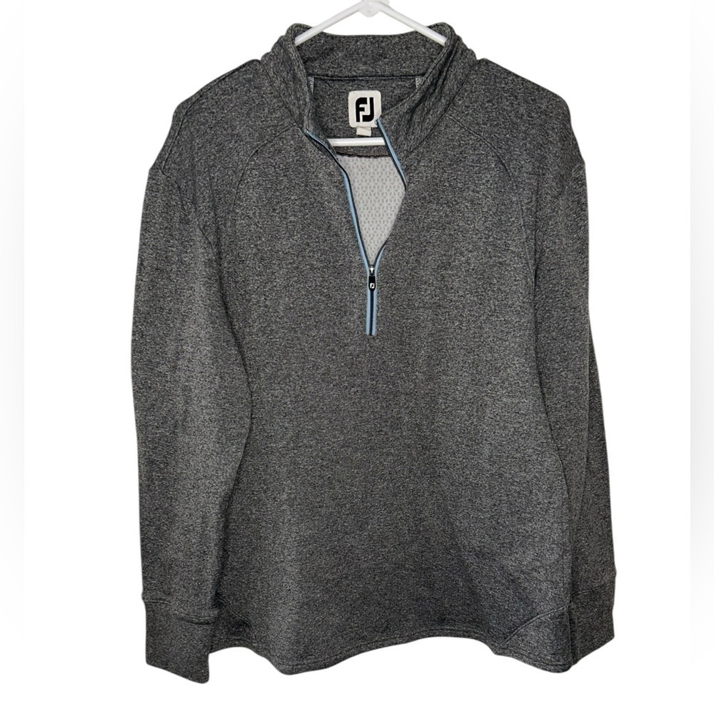 FootJoy Textured Back 1/2 Zip Gray Golf Pullover Women Size Large Sporty Active
